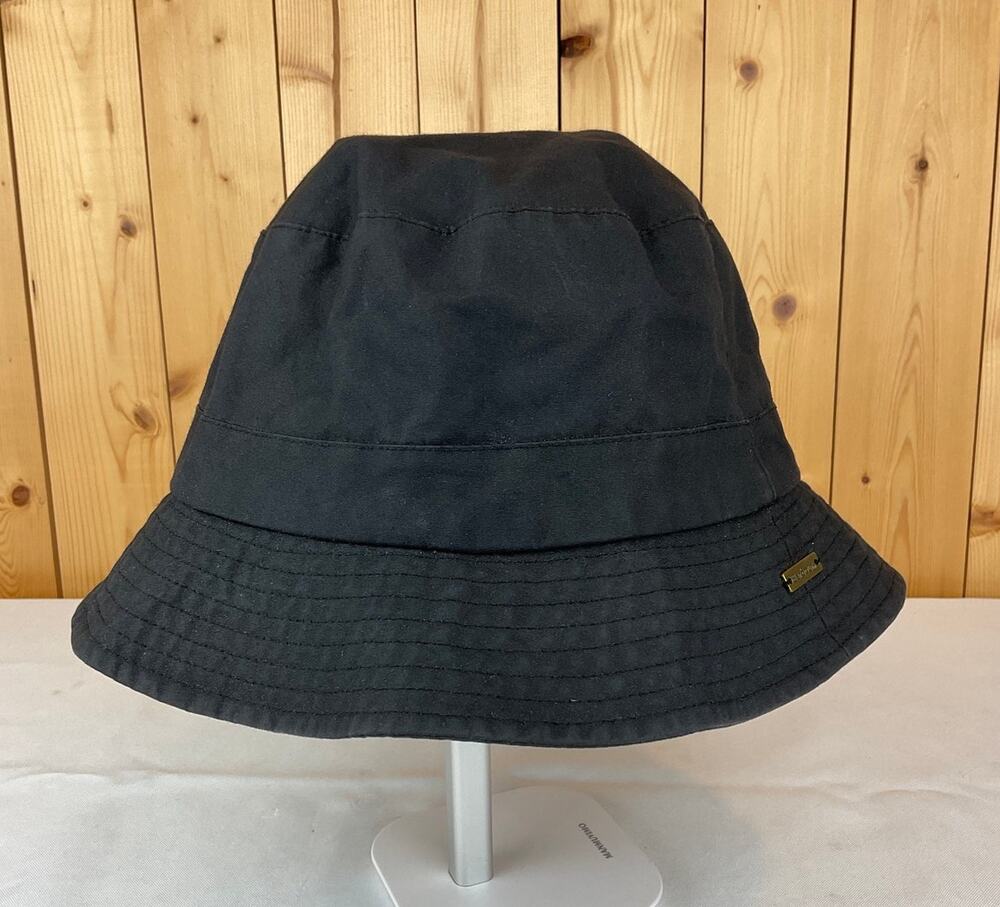 Barbour Mens Unisex Waxed Cotton Bucket Hat Black L/XL